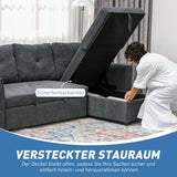 HOMCOM 3-Sitzer-Sofa mit Bettfunktion, Schlafsofa mit Chaiselongue, Polstersofa, Dunkelgrau – Produktabbildung 5