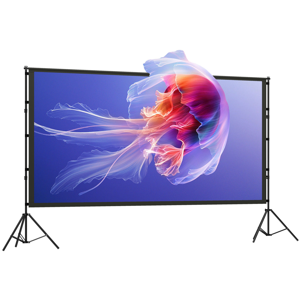HOMCOM 100 Zoll 16:9 HD 4K/8K Projektor-Leinwand mit Ständer, tragbare doppelseitige Leinwand mit klappbaren