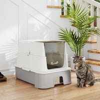PawHut Katzentoilette aus Edelstahl mit Deckel, XL Katzenstreubox mit Schaufel, herausziehbare Wanne – Produktabbildung 10