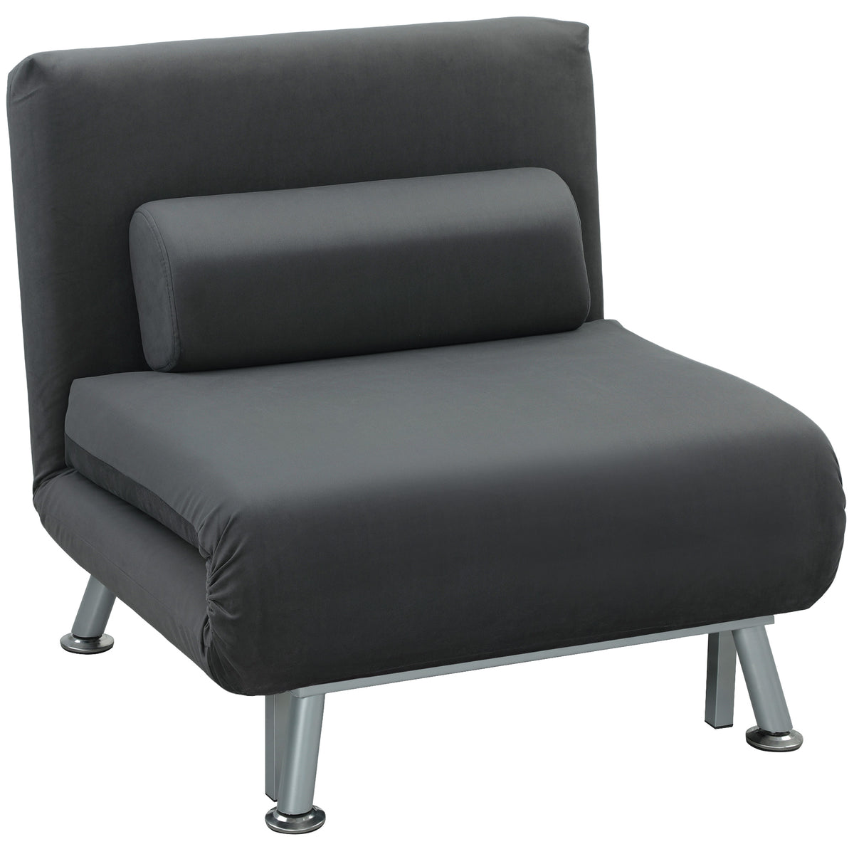 HOMCOM Klappsessel mit Bettfunktion, klappbarer Relaxsessel in Samtoptik, Verstellbare Rückenlehne, 75 x 70 x