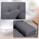 HOMCOM Schlafsofa im Skandi-Design, 3-Sitzer-Sofa, 2 Kissen, Grau + Natur – Produktabbildung 6