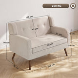 HOMCOM 2 Sitzer 118 cm Couch mit Cord-Optik, Knopfheftung Bequeme Modernes Polstersofa mit Holzbeinen – Produktabbildung 3