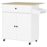 HOMCOM Küchenwagen mit Schublade, Schrankfach, Handtuchstange, 106 x 42 x 87 cm, Weiß/Eiche