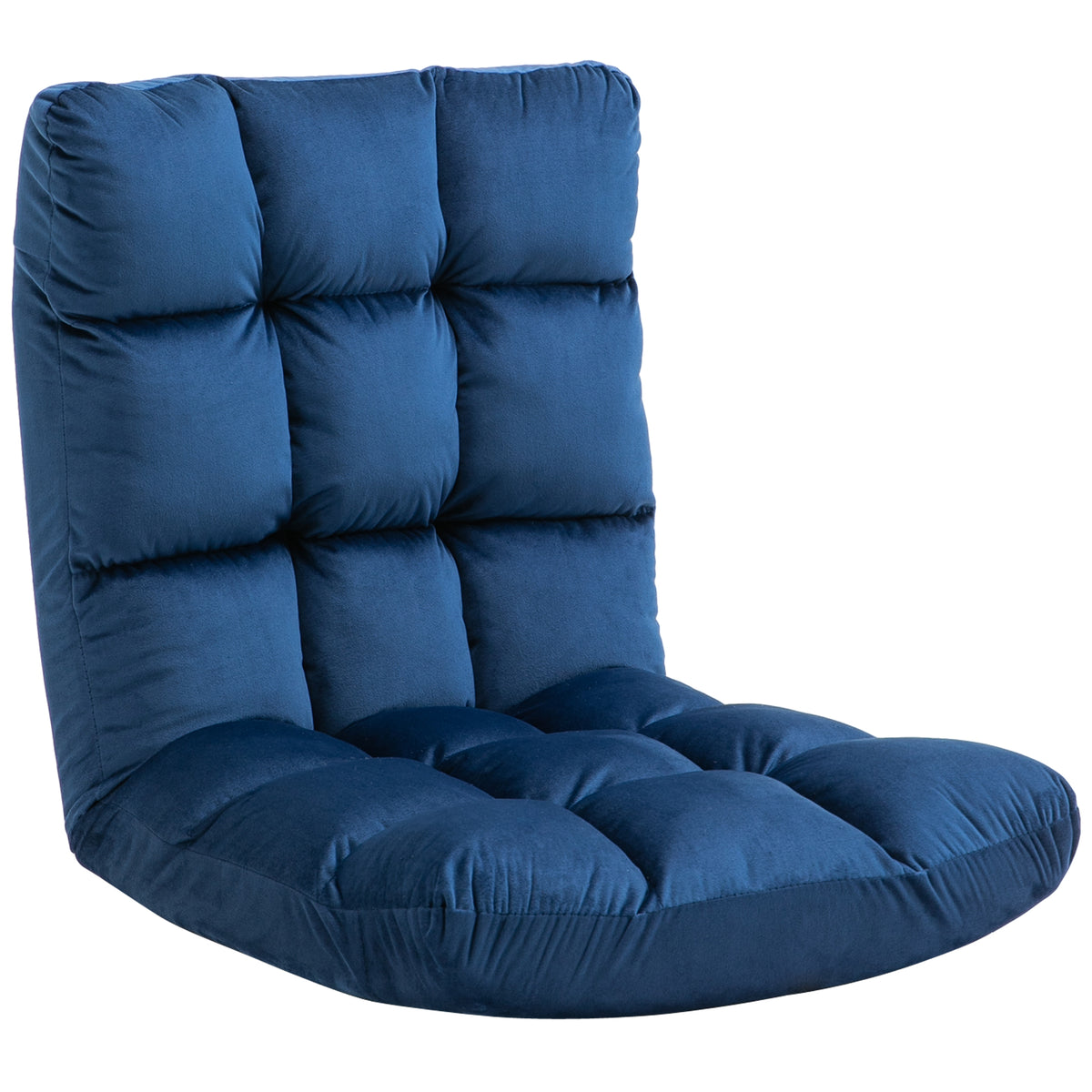 HOMCOM Sessel Gästematratze Bodensessel, verstellbare Rückenlehne, Velouroptik, 55 cm x 71 cm x 53,5 cm, Blau