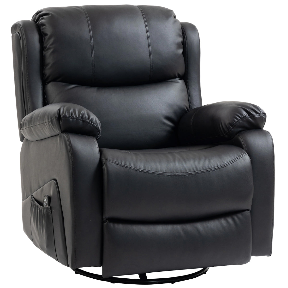 HOMCOM Massagesessel, Wärme- & Liegefunktion, Kunstleder, bis 150kg, 97x92x104cm, Schwarz