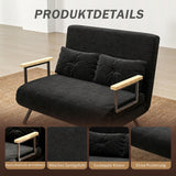 HOMCOM Schlafsofa 2er-Sofa Samtsofa, Schlaffunktion, inkl. 2 Kissen, Samtoptik, Schwarz – Produktabbildung 6