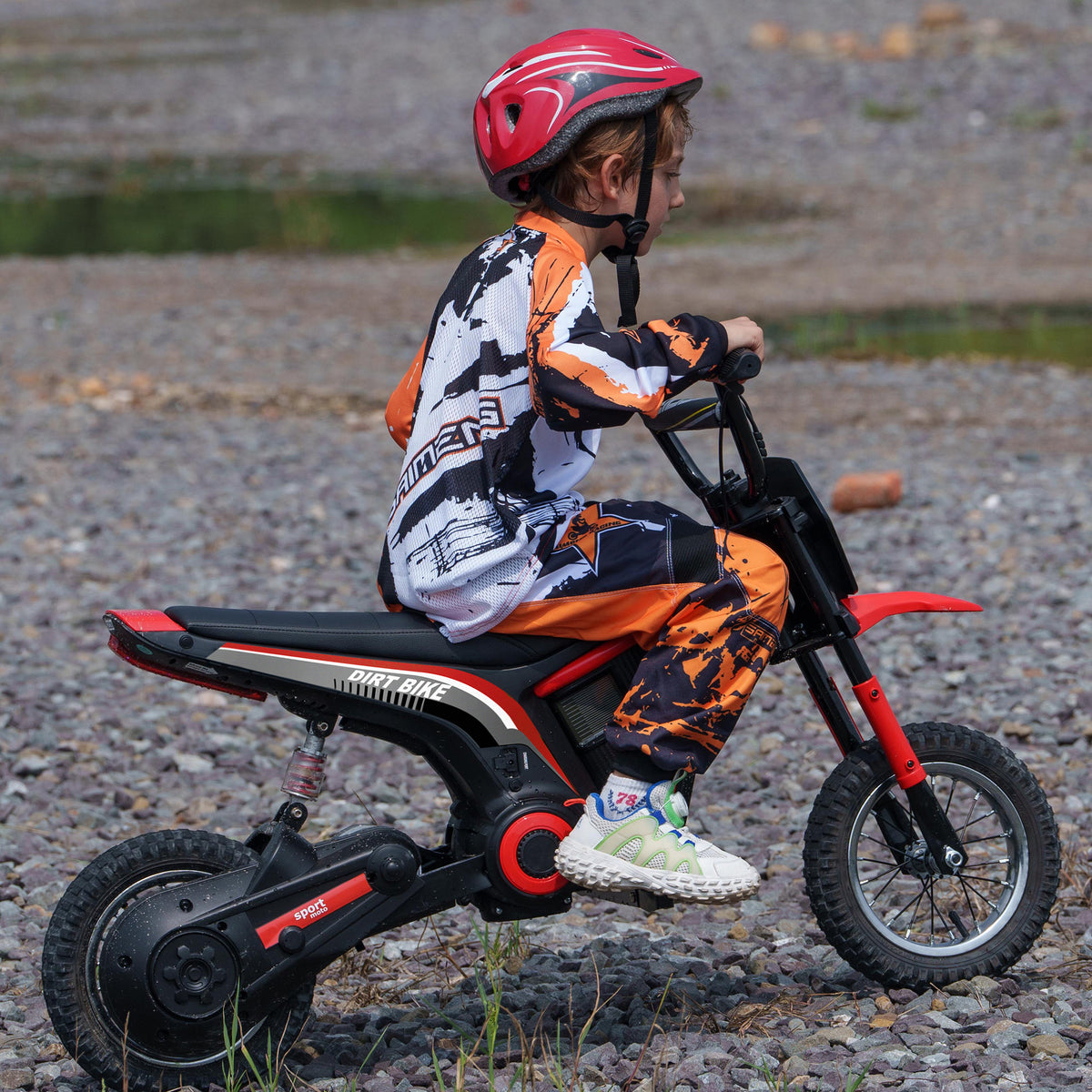 HOMCOM Elektro-Motorrad für Kinder, 24V Kindermotorrad mit Hupe, Leuchte, mit Drehgriff-Gashebel, 8-16 – Produktabbildung 2