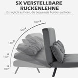 HOMCOM Schlafsofa 2er-Sofa Samtsofa, Schlaffunktion, inkl. 2 Kissen, Samtoptik, Natur + Dunkelgrau + – Produktabbildung 5