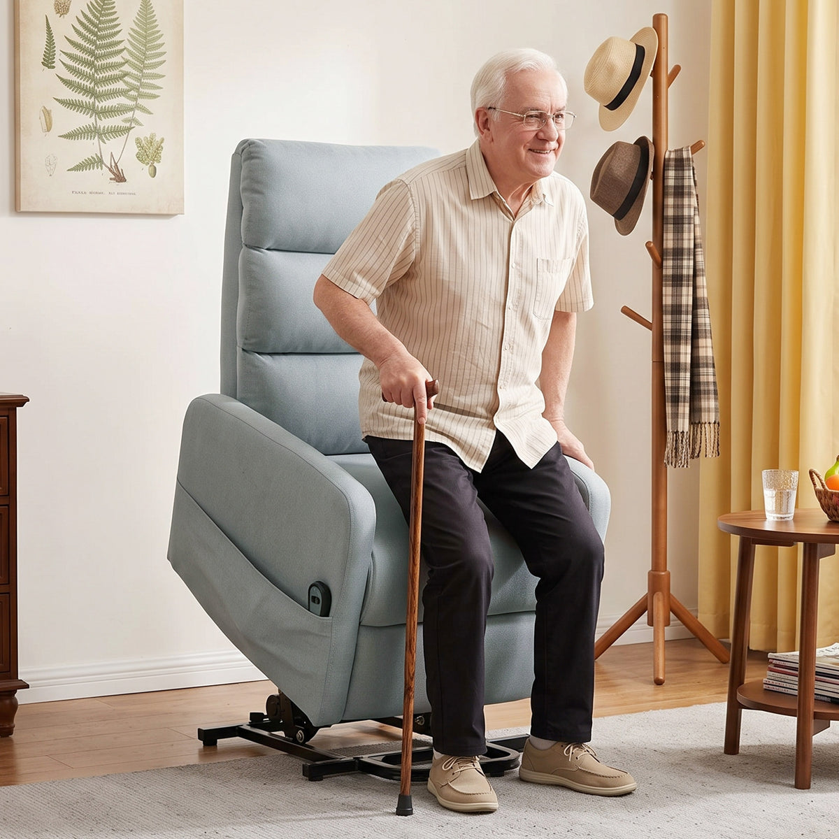 HOMCOM Elektrischer Relaxsessel mit Aufstehhilfe, Fernbedienung, weicher Schaumstoff, Seitentasche – Produktabbildung 2