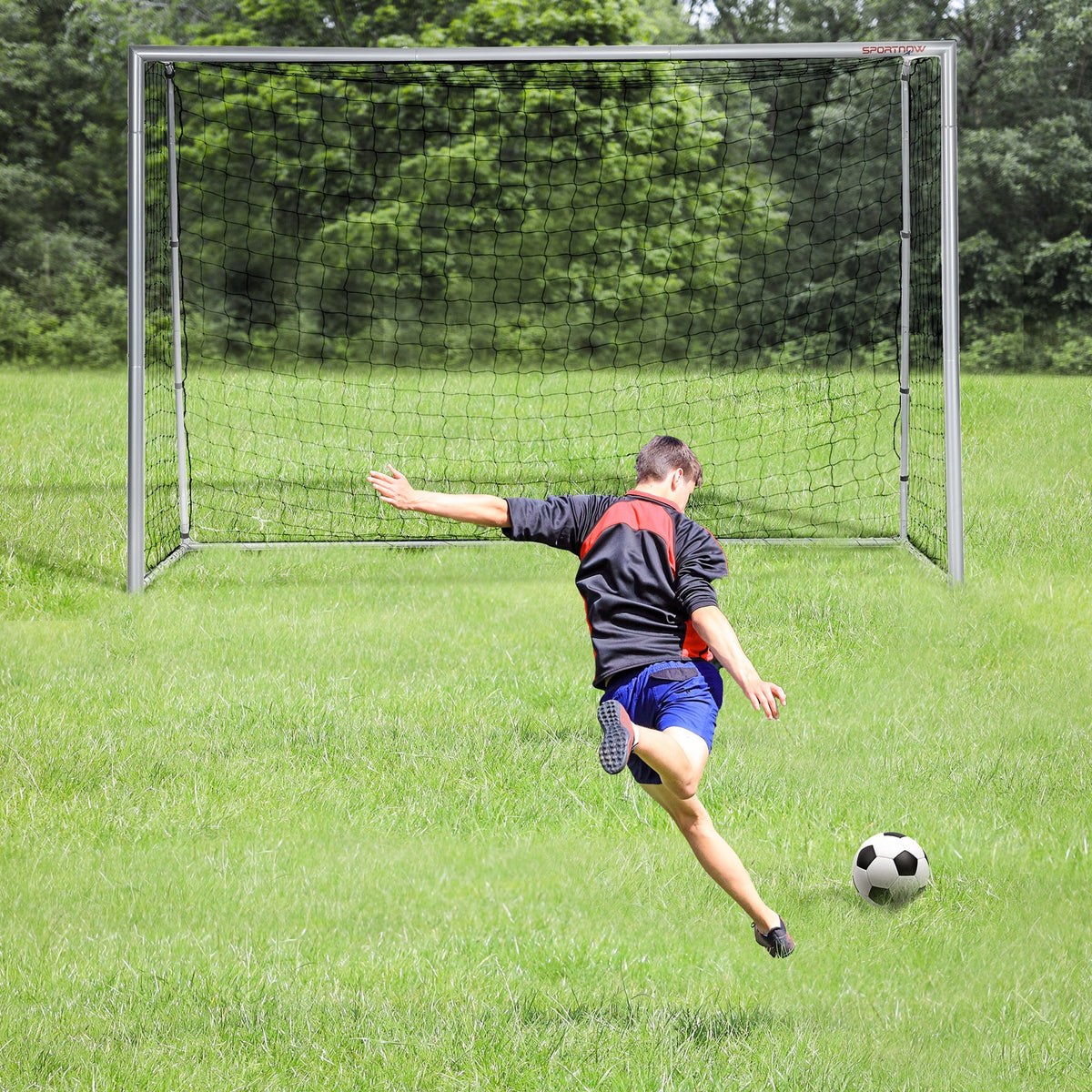 Fußballtor wetterfest, robustes Netz, stabiler Metallrahmen, einfacher Aufbau, 300 x 200 x 120 cm – Produktabbildung 2