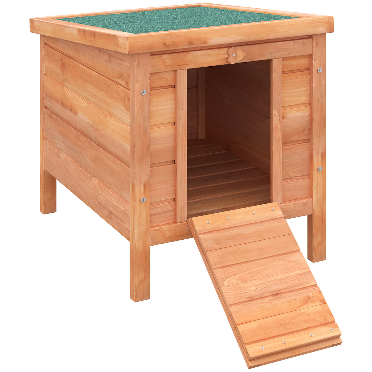 PawHut Kleintierstall Kleintierhaus mit Rampe Holz Grün + Natur