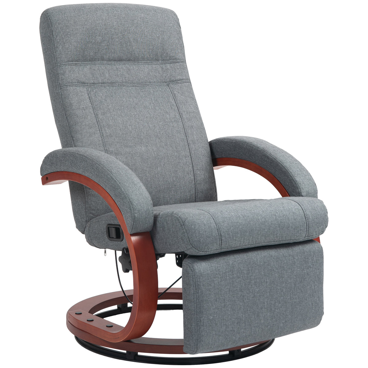 HOMCOM Relaxsessel mit klappbarer Fußstütze, drehbar, neigbare Lehne, Leinenoptik, bis 140 kg, Grau