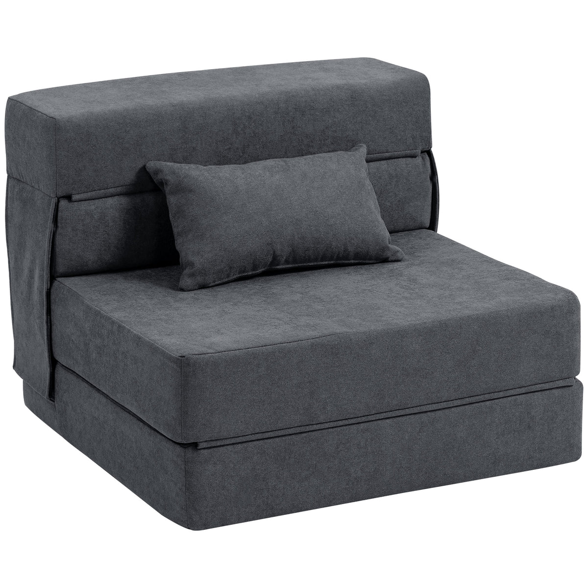 HOMCOM Bodensofa, Polstercouch, in Matratze umwandelbar, Schaumstoff, Kissen, Dunkelgrau