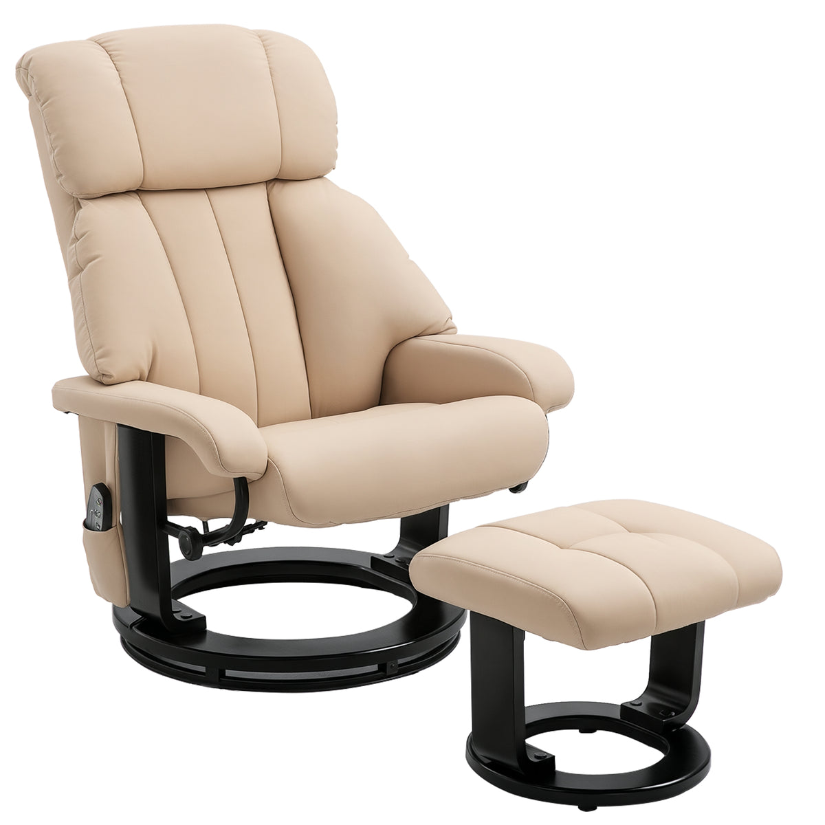 HOMCOM Relaxsessel mit Hocker, drehbarer Fernsehsessel mit Massagefunktion, Liegefunktion, Massagesessel mit