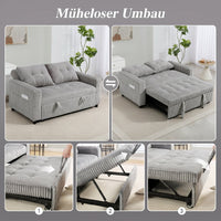 HOMCOM 2-Sitzer Sofabett, Cordbezug, zum Schlafsofa umwandelbar, 2 Kissen, Seitentaschen, 157 x 190 cm – Produktabbildung 4