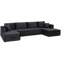 HOMCOM Modulares U-Sofa mit 2 Chaiselongues, Cord-Schlafsofa mit hochdichtem Schaumstoff und Federpolsterung