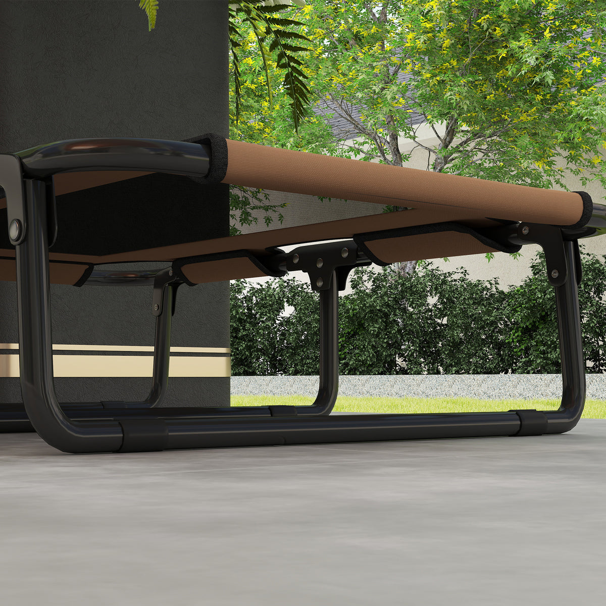 PawHut Erhöhtes Hundebett klappbar Haustierbett, Outdoor Hundeliege mit Netzdesign Kaffee Oxford 75 x 51 – Produktabbildung 9