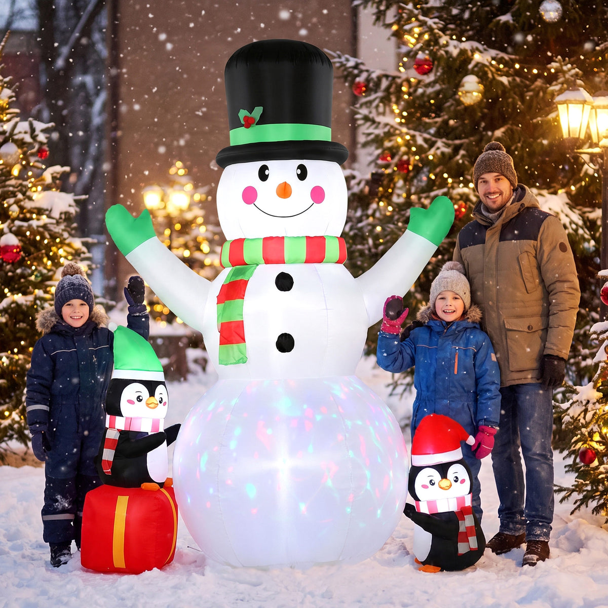 Outsunny Aufblasbarer Weihnachts-Schneemann, 243 cm, mit buntem LED-Licht, für draußen – Produktabbildung 2