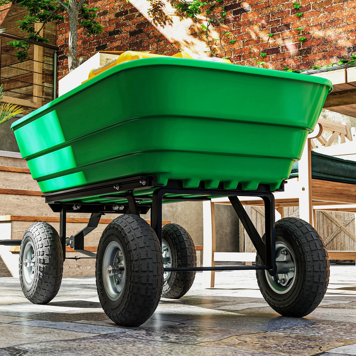 Outsunny Schubkarrenrad 4er Set Ersatzrad 80 kg Ø 255 mm Luftreifen mit Schlauch Kugellager Schwarz – Produktabbildung 2