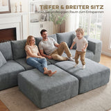 HOMCOM Modulares Ecksofa, U-Form Sofa mit breitem und tiefem Sitz, 2 Hocker, dunkelgrau – Produktabbildung 6