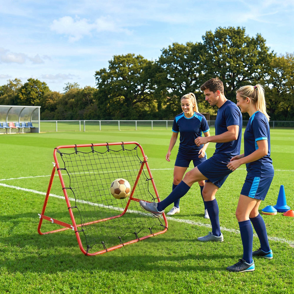 HOMCOM Rebounder für Fußball, 84 x 84 cm Fussball Rebounder mit stufenlos verstellbarem Winkel, Kickback – Produktabbildung 2