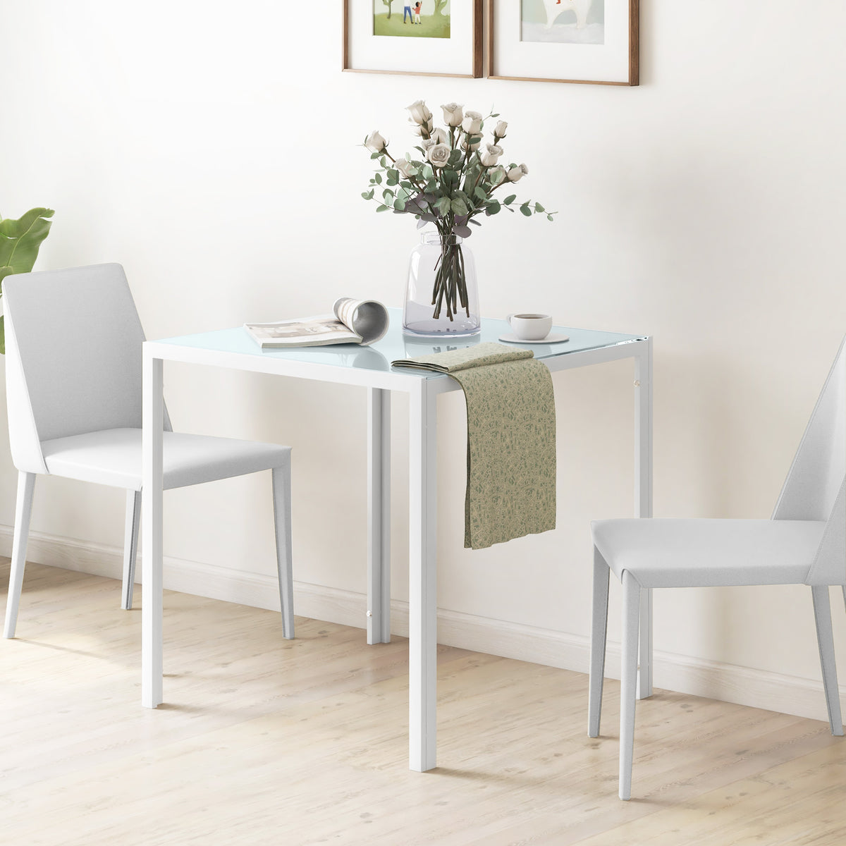 HOMCOM Quadratischer Esstisch für 4 Personen, Tischplatte aus Hartglas, für Küche und Esszimmer, 75 x 75 – Produktabbildung 2