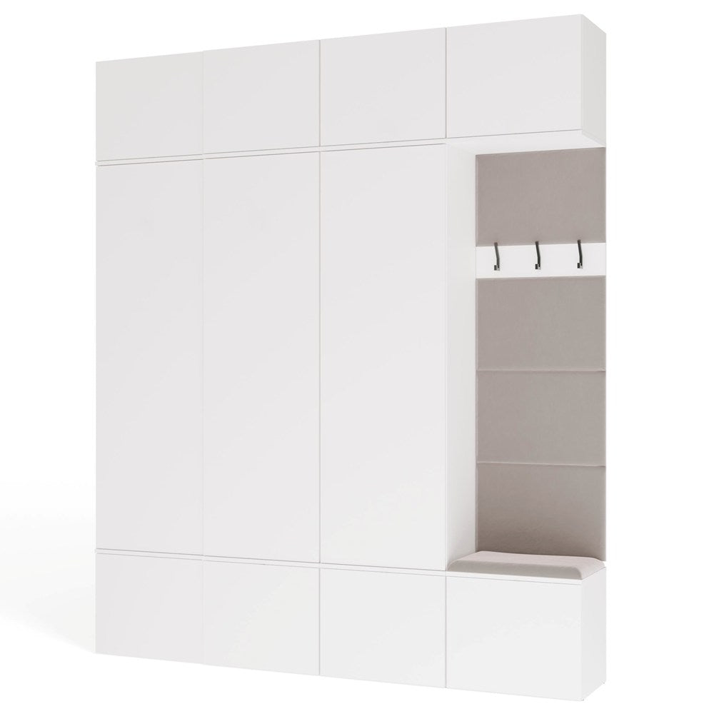 Garderobe HAGA IV 3Sz1W WEISS 3x Schrank + Kleiderpaneel für Flur