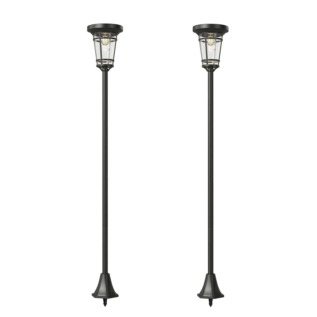 Outsunny Solar Laterne 2er-Set Stehleuchte 180cm Höhenverstellbar mit 2 Helligkeitsmodi Lichtsensor Schalter
