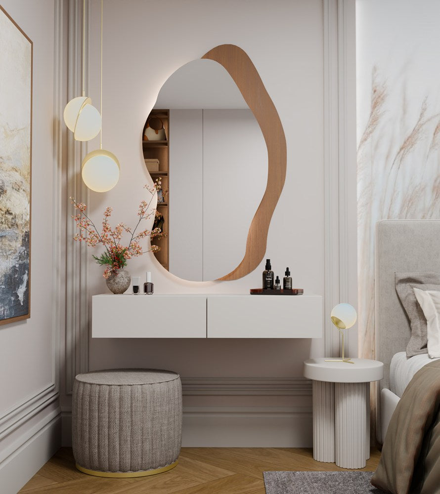 Hängender Schminktisch MIKA 110 cm 2 Schubladen fürs Schlafzimmer KASCHMIR Beige – Produktabbildung 2