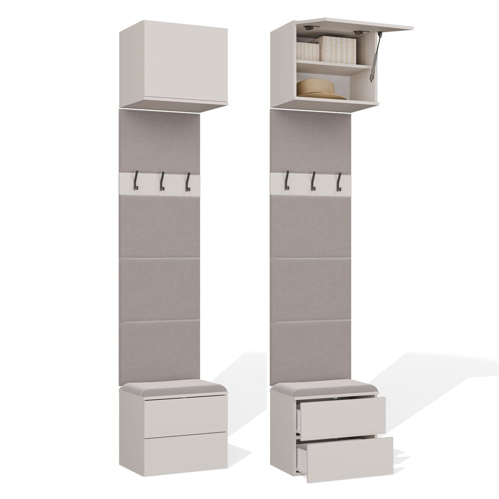 Garderobe HAGA 1W2S Kleiderpaneel 2 Schubladen für Flur KASCHMIR BEIGE 238x50x35
