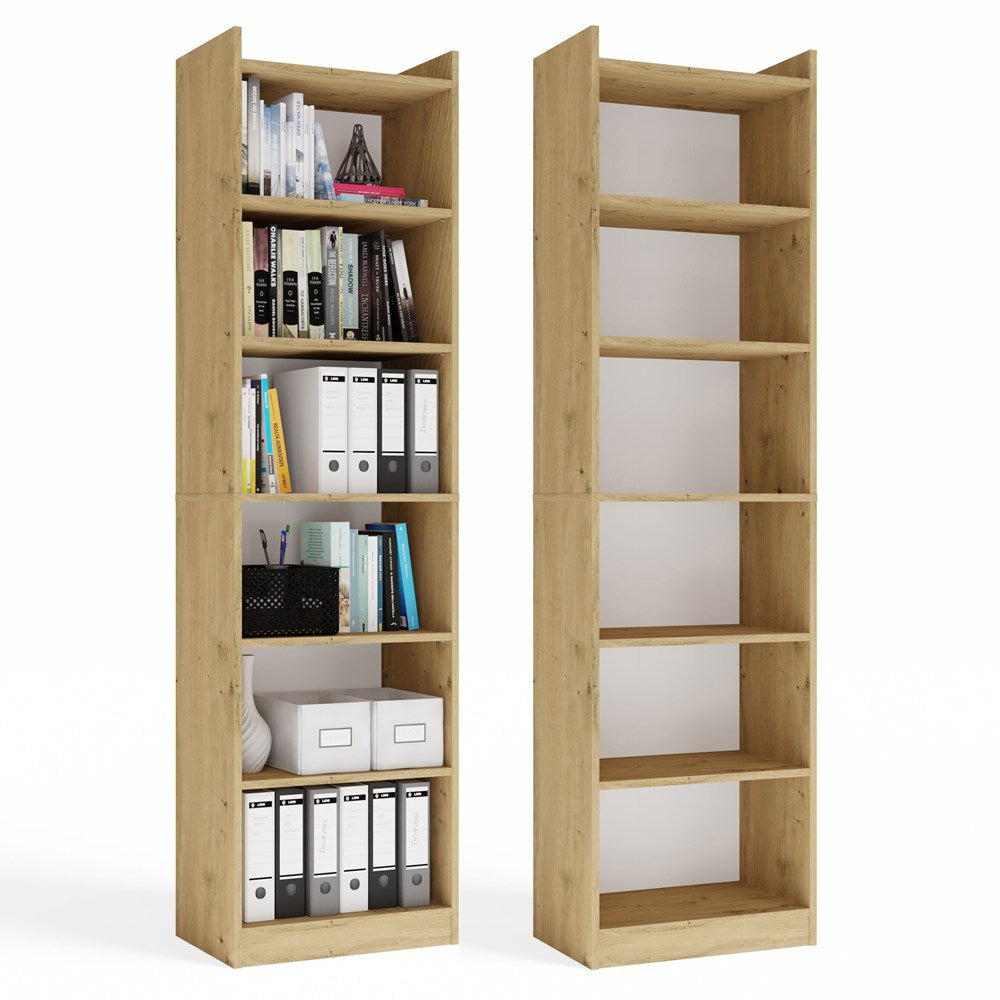 REGAL RIMINI Schrank 50 cm 7 Ablagen für Bücher Ordner Büro EICHE ARTISAN
