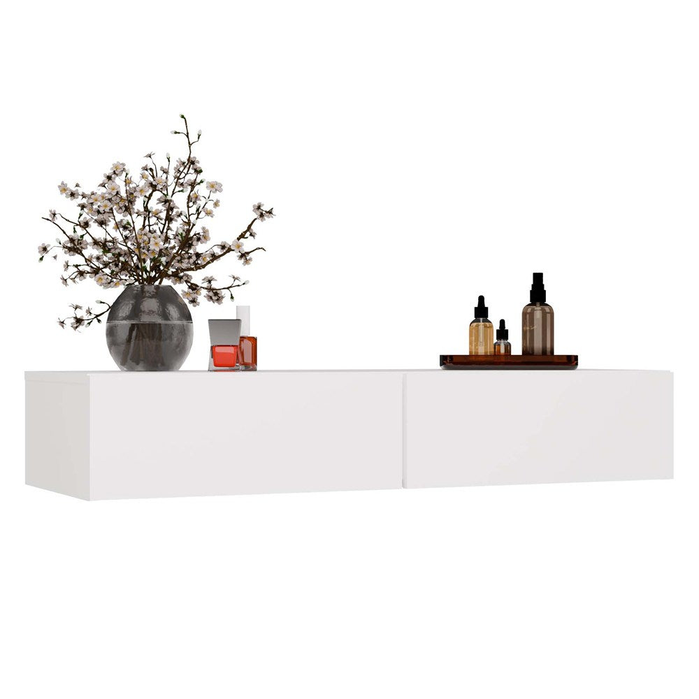 Hängender Schminktisch MIKA 110 cm 2 Schubladen fürs Schlafzimmer WEISS