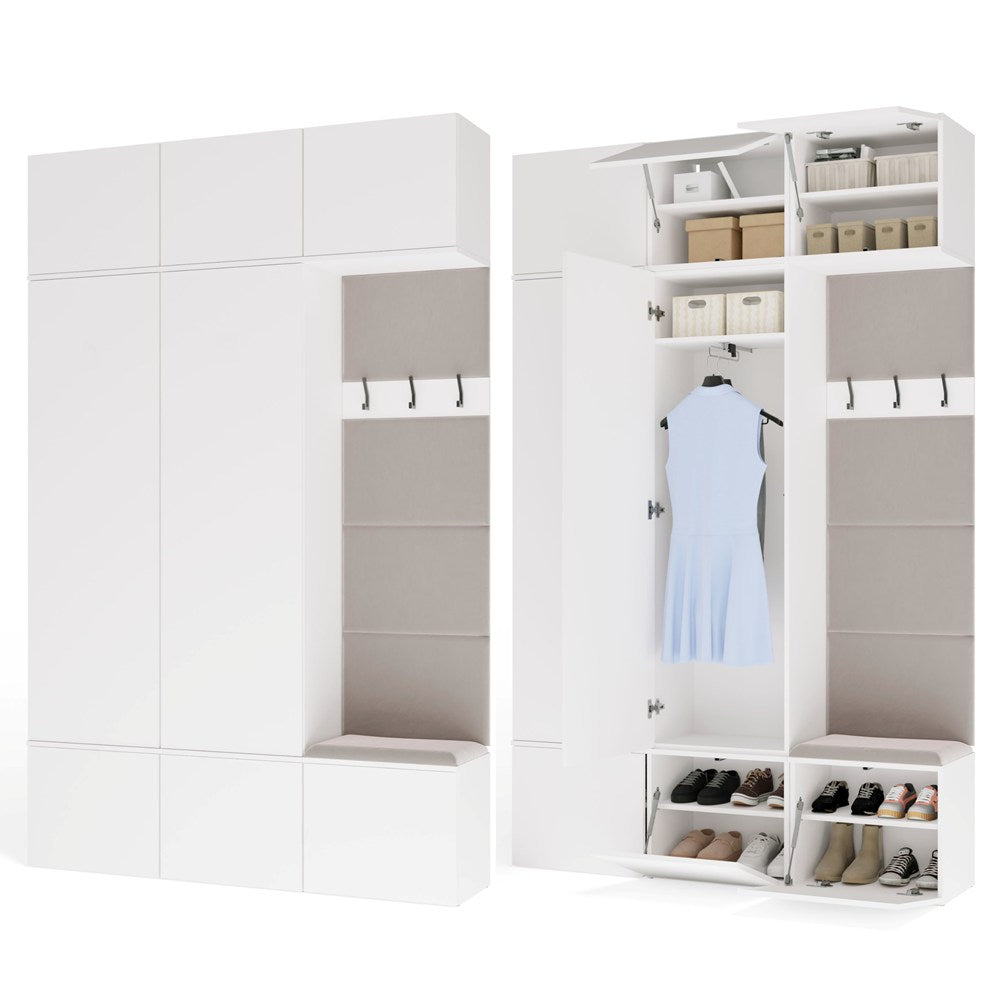 Garderobe HAGA III 2Sz1W WEISS 2x Schrank + Kleiderpaneel für Flur