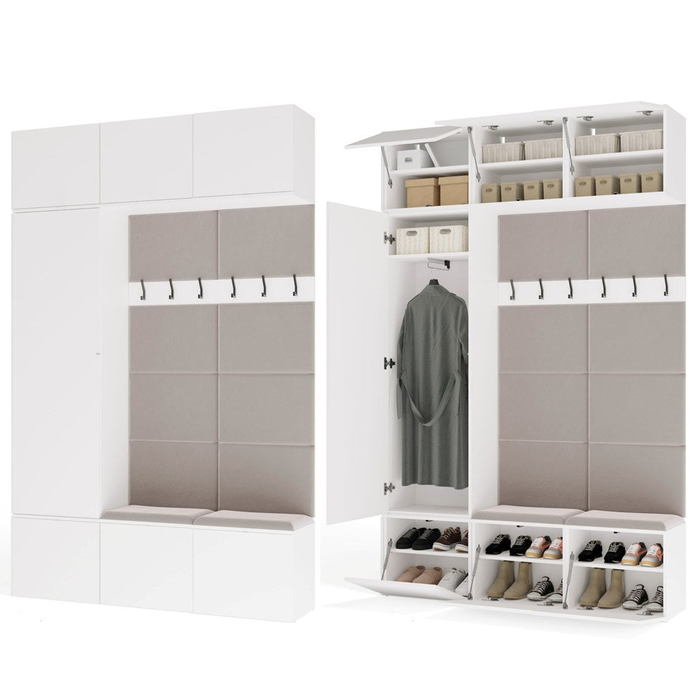 Garderobe HAGA III 1Sz2W WEISS Schrank + 2x Kleiderpaneel für Flur