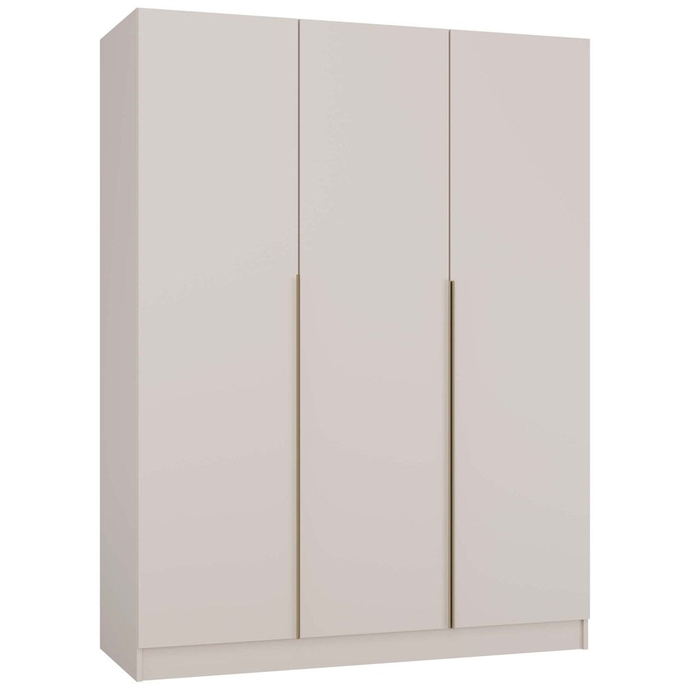KLEIDERSCHRANK SENSO 3D 150 CM 3 TÜREN GOLDENE GRIFFE FÜR WOHNZIMMER SCHLAFZIMMER KASCHMIR BEIGE