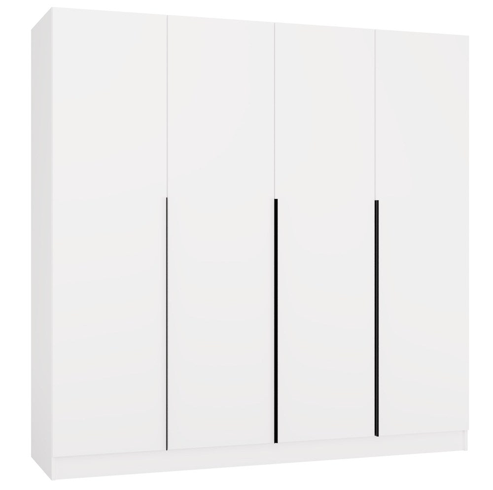 Kleiderschrank SENSO 4D 200 CM 4 Türen Schwarze Griffe für Wohnzimmer Schlafzimmer WEISS – Produktabbildung 2