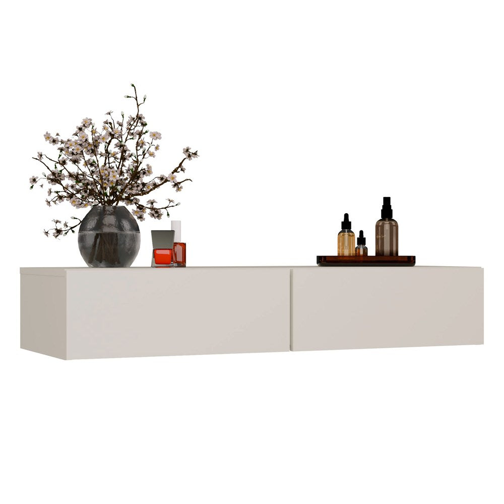 Hängender Schminktisch MIKA 110 cm 2 Schubladen fürs Schlafzimmer KASCHMIR Beige