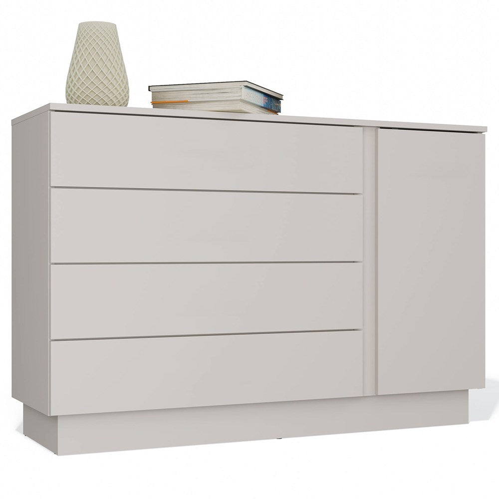 Kommode AMBER 1D4S Schrank 1 Tür 4 Schubladen für Schlafzimmer Wohnzimmer KASCHMIR Beige
