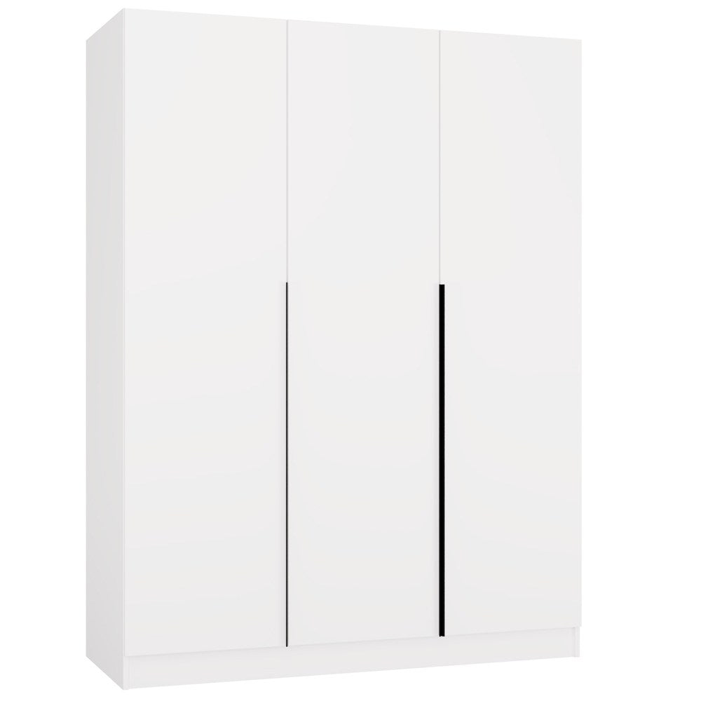 Kleiderschrank SENSO 3D 150 CM 3 Türen Schwarze Griffe für Wohnzimmer Schlafzimmer WEISS – Produktabbildung 2