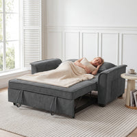 HOMCOM Futon-Schlafsofa, verstellbare Rückenlehne, 2-Sitzer mit 2 Kissen, Dunkelgrau – Produktabbildung 9