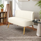 HOMCOM 2-Sitzer Sofa, weiche Polsterung, pflegeleichter Bezug, bis 220 kg, 117 x 56,5 x 77 cm, Cremeweiß – Produktabbildung 8