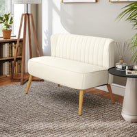 HOMCOM 2-Sitzer Sofa, weiche Polsterung, pflegeleichter Bezug, bis 220 kg, 117 x 56,5 x 77 cm, Cremeweiß – Produktabbildung 8