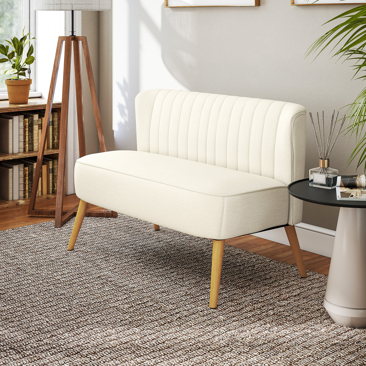 HOMCOM 2-Sitzer Sofa, weiche Polsterung, pflegeleichter Bezug, bis 220 kg, 117 x 56,5 x 77 cm, Cremeweiß – Produktabbildung 8