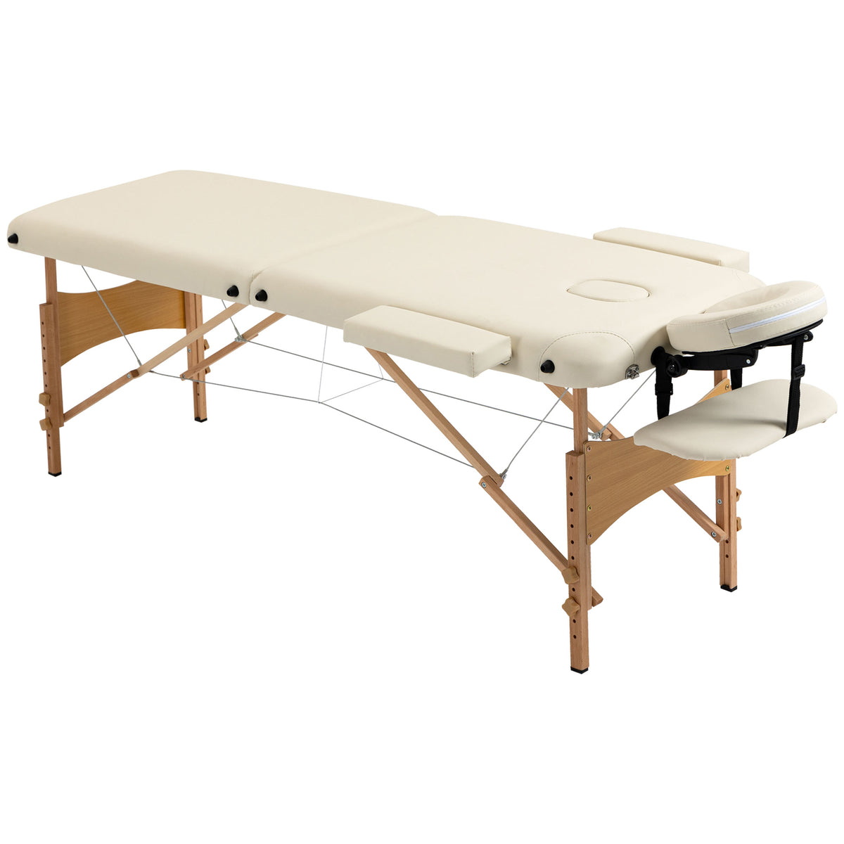 HOMCOM Massagetisch, klappbare Massageliege, höhenverstellbare Massagebank für Spa, Salon, Kunstleder, Holz