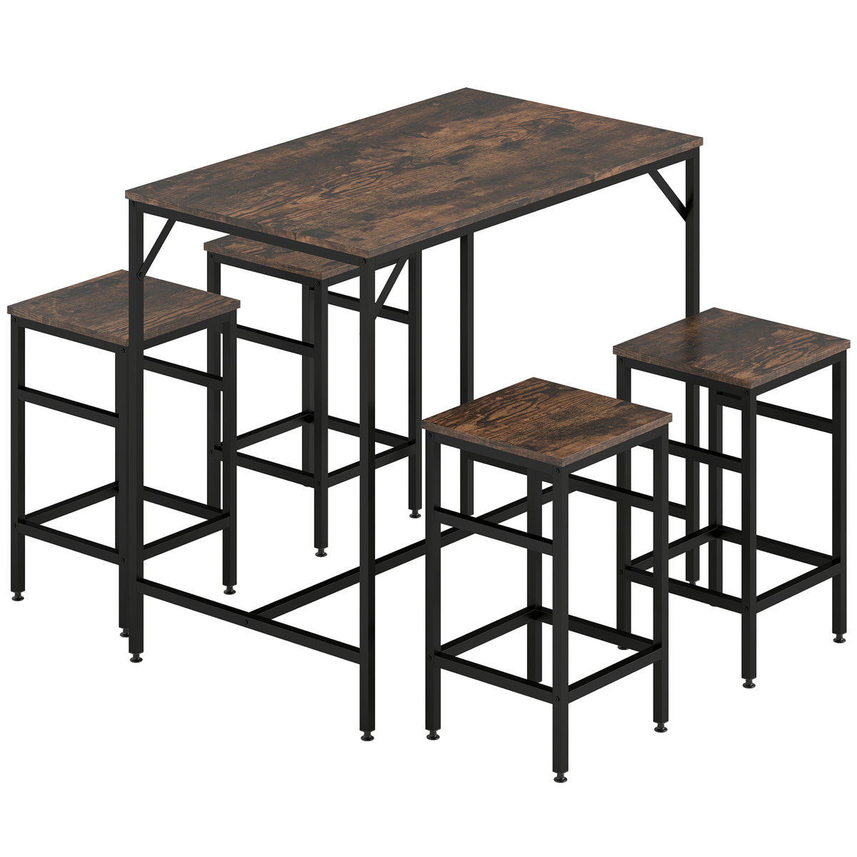 5-teiliges Bartisch Set Bartisch mit Barhocker-Set Esstisch mit 4 Stühlen Küchentisch für Esszimmer, Küche