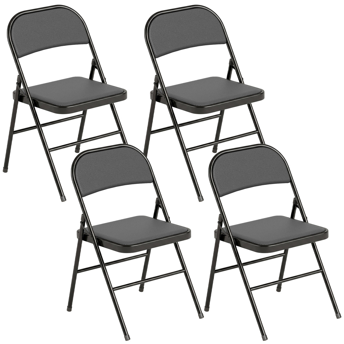 HOMCOM 4er-Set Klappstühle, Tragbare Bürostühle, Metallbeine, Faltstuhl für Büro, Empfang, Wartezimmer