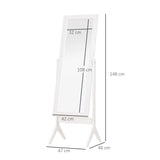 HOMCOM Standspiegel Ganzkörperspiegel Schminkspiegel Erhöhte Füße Pflegeleicht MDF Weiß 47 x 46 x 148 cm – Produktabbildung 3