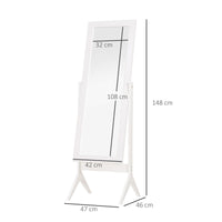HOMCOM Standspiegel Ganzkörperspiegel Schminkspiegel Erhöhte Füße Pflegeleicht MDF Weiß 47 x 46 x 148 cm – Produktabbildung 3