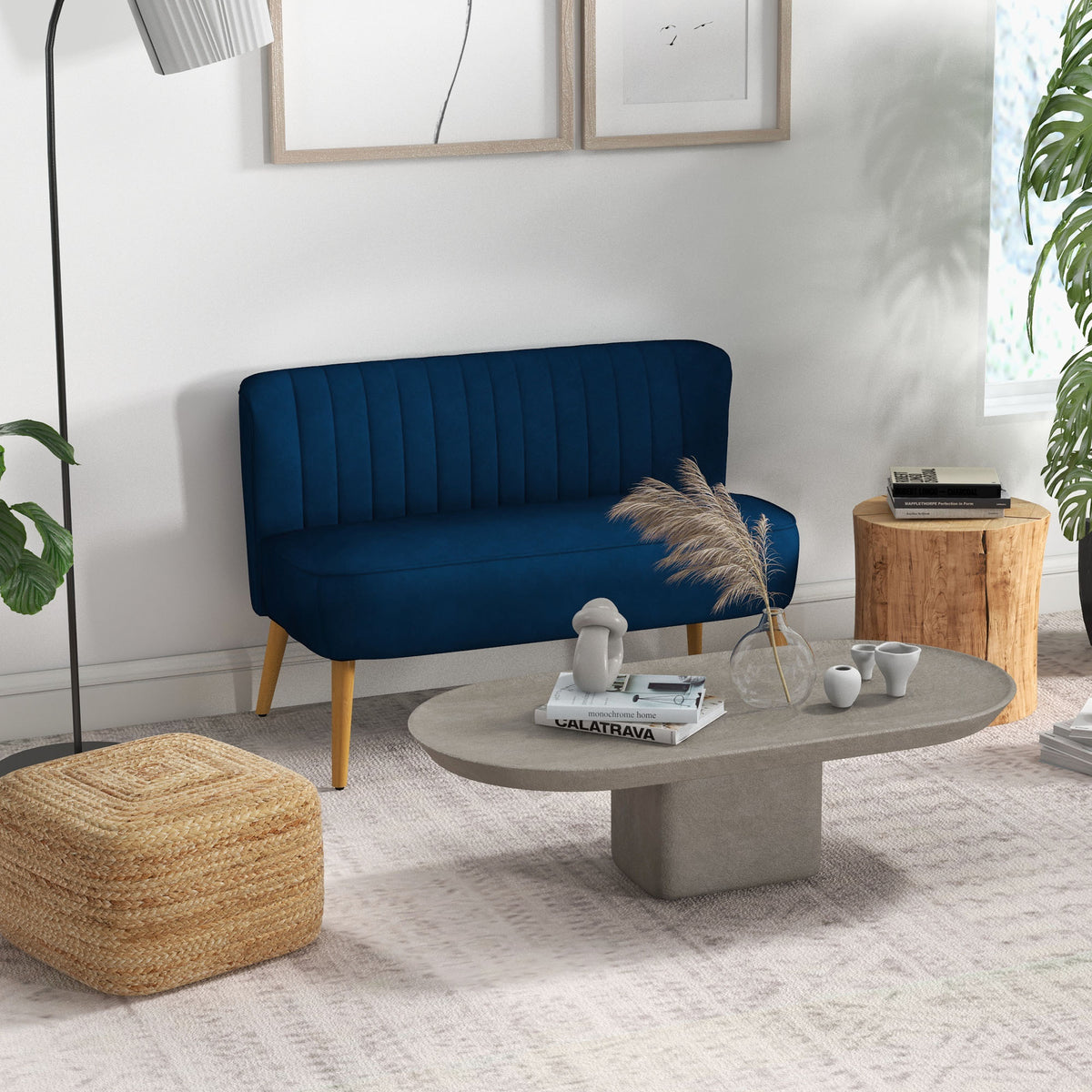 HOMCOM Sofa Retrodesign 2-Sitzer-Sofa, Holzbeine, 117 cm x 56,5 cm x 77 cm, Blau – Produktabbildung 10