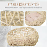 PawHut Rattan Katzenhöhle Katzenbett Katzenhaus mit Kissen Katzenzelt Haustierhaus für Katzen Hunde – Produktabbildung 5